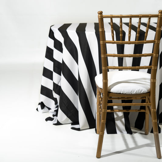 Awning Stripe Black Linen – 126” Round